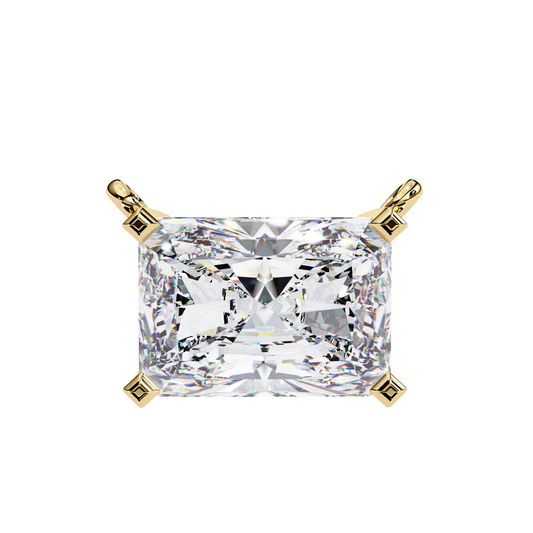 East-West Radiant Cut Solitaire Necklace | Modern Horizontal Pendant