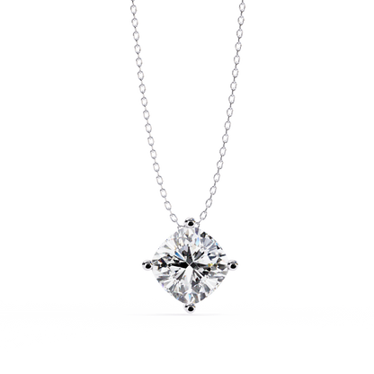 Minimalist Cushion Cut Necklace | Floating Solitaire Pendant