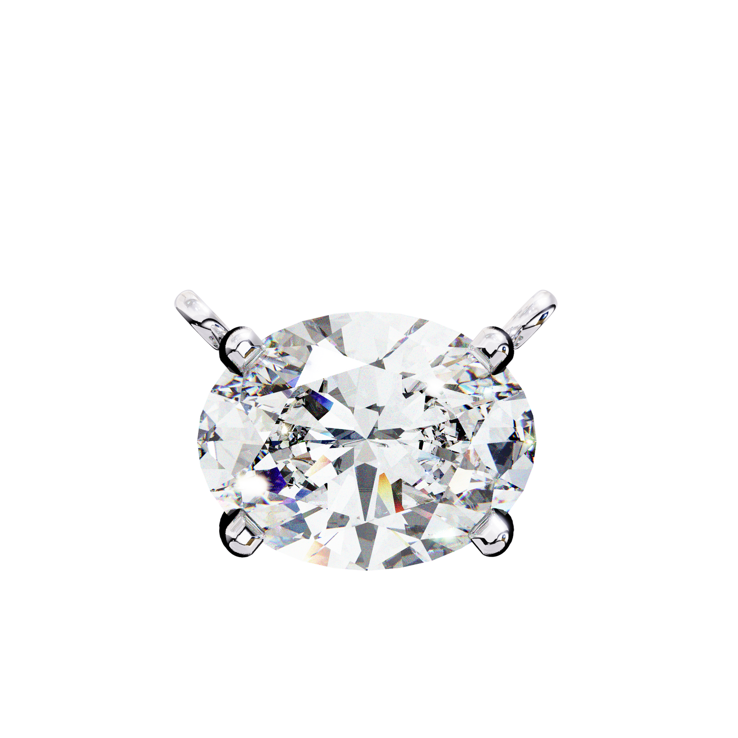 East-West Oval Solitaire Necklace | Modern Floating Pendant