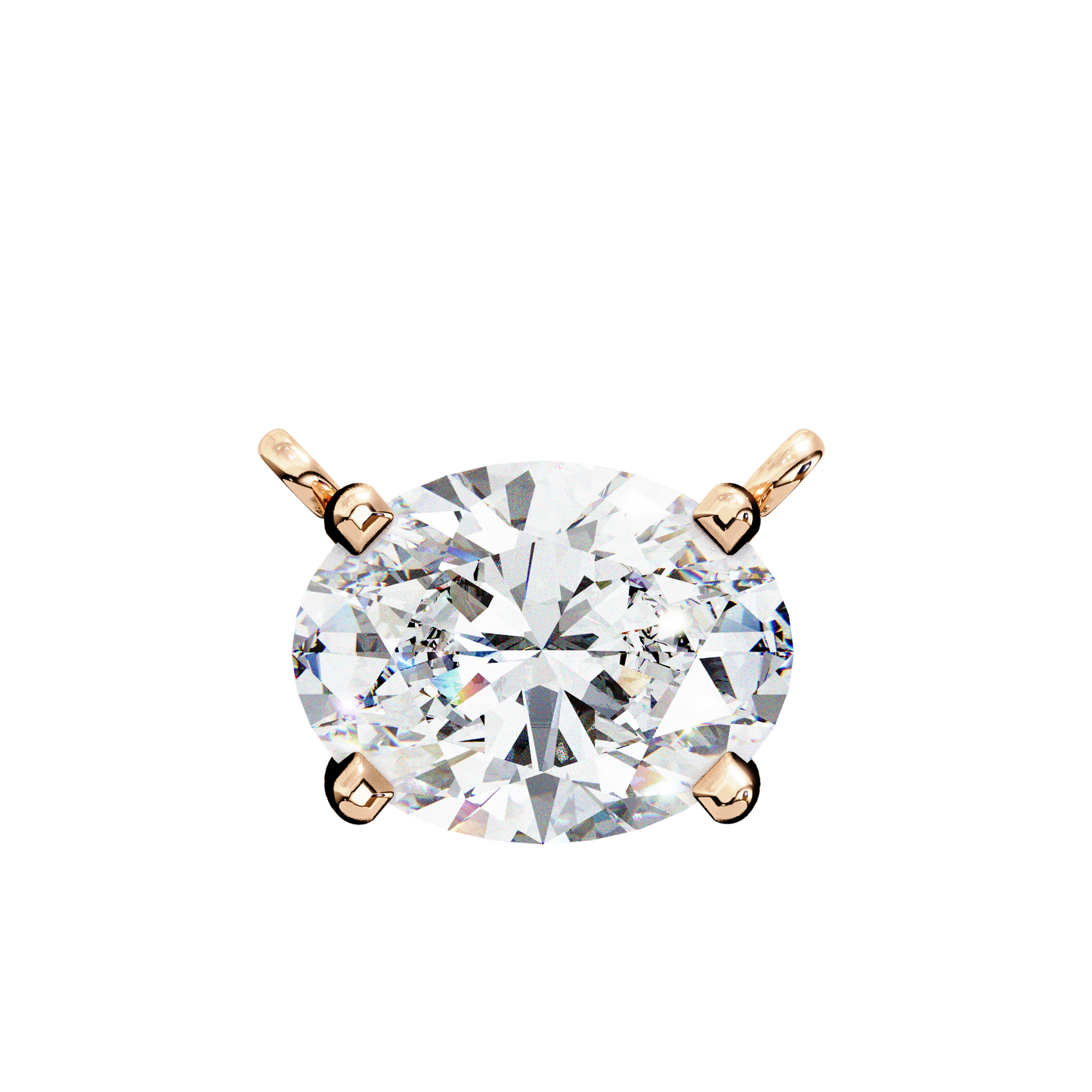 East-West Oval Solitaire Necklace | Modern Floating Pendant