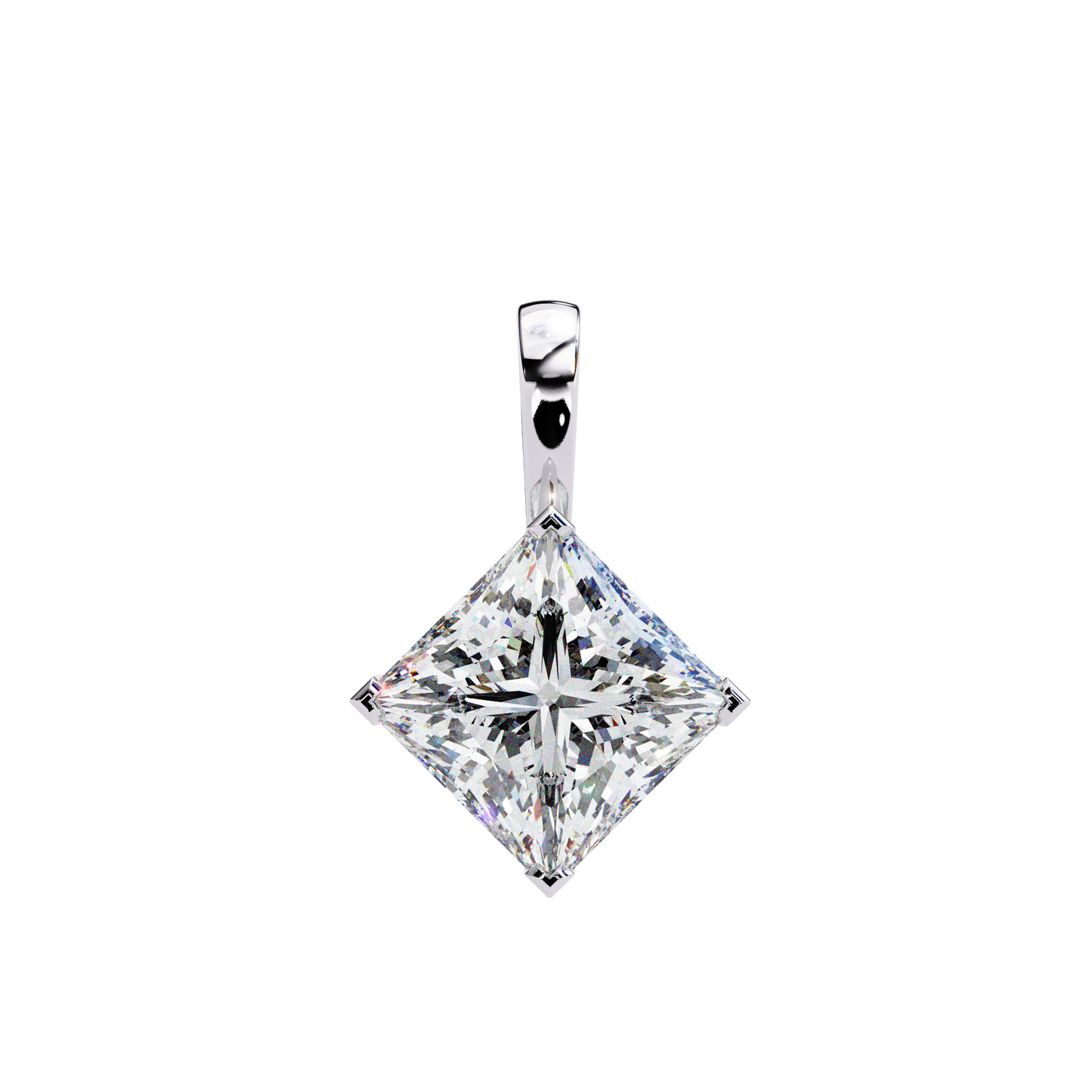 Princess Cut Solitaire Necklace | Square Diamond Pendant for Women