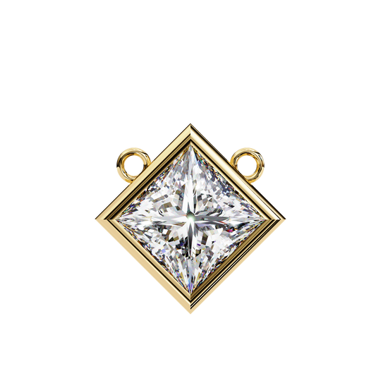 Bezel Set Princess Cut Solitaire Necklace | Floating Square Pendant