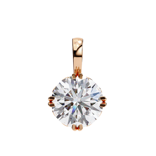 Basket Set Solitaire Necklace | Classic Round Diamond Pendant