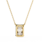 Emerald Cut Solitaire Necklace | Minimalist Bezel Set Pendant