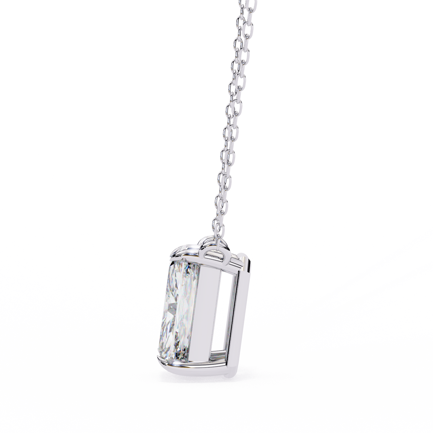 Emerald Cut Solitaire Necklace | Minimalist Bezel Set Pendant