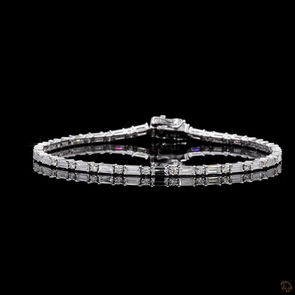 White Gold Baguette & Round Diamond Bracelet