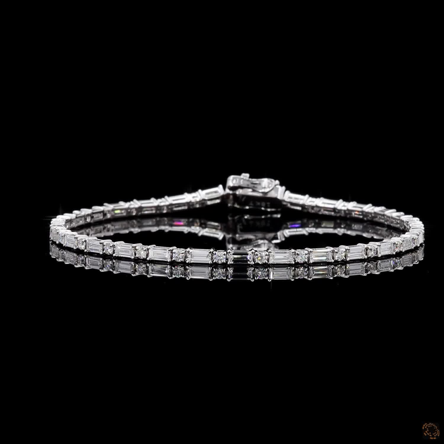 White Gold Baguette & Round Diamond Bracelet