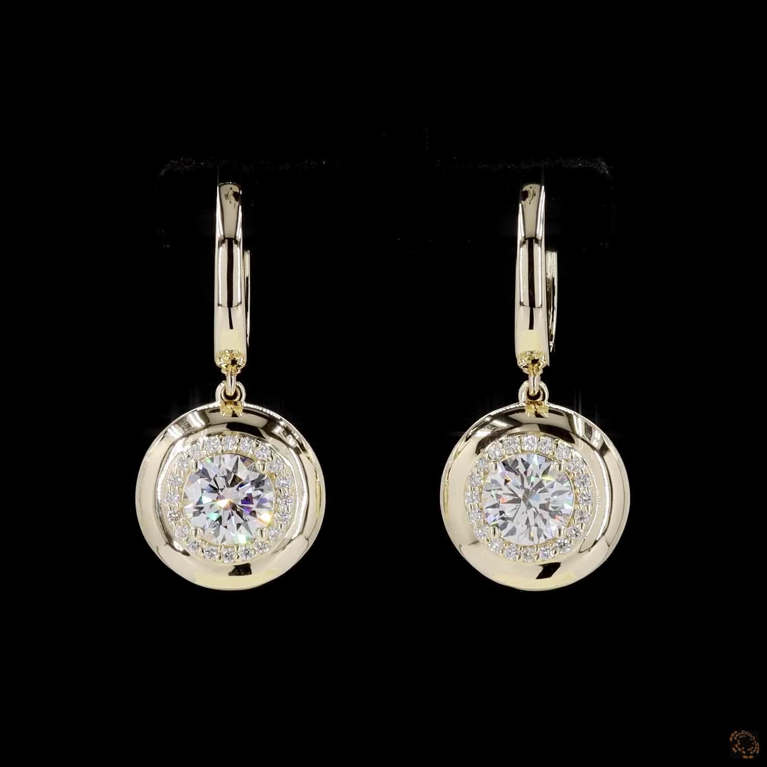 Yellow Gold Round Diamond Earrings