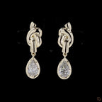 Yellow Gold Pear Diamond Knot Earrings