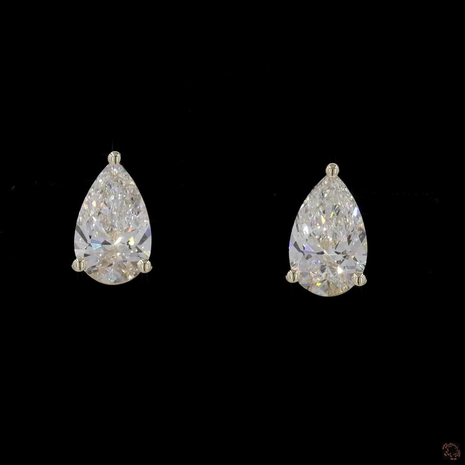 Yellow Gold Pear Diamond Stud Earrings