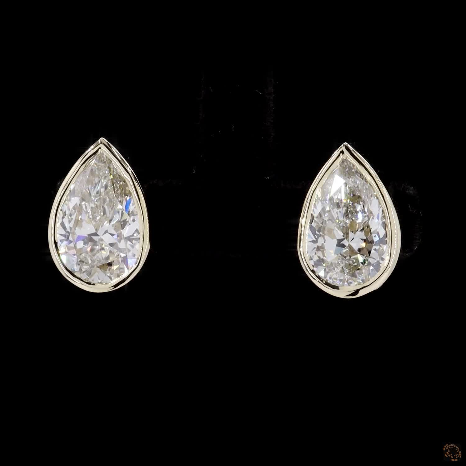 Yellow Gold Pear Diamond Stud Earrings