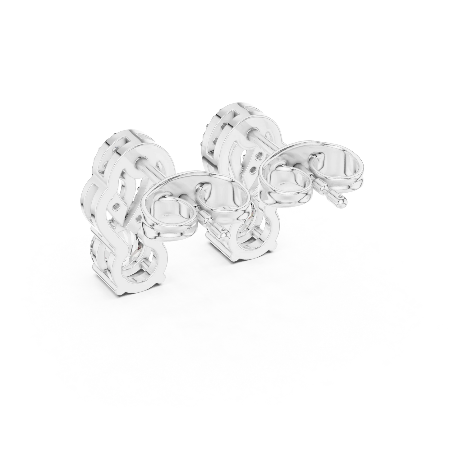 Round Diamond Knot Halo Stud Earrings