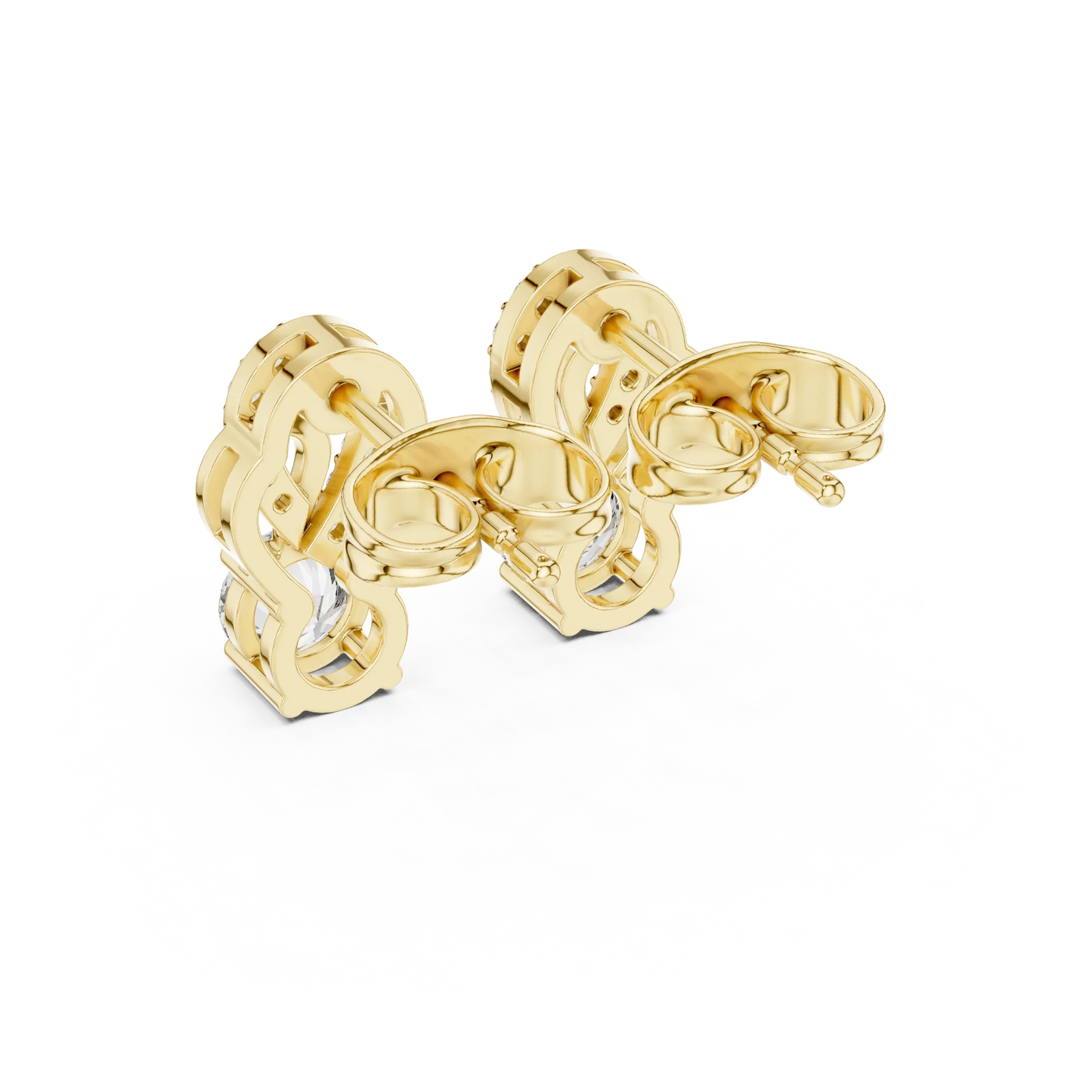 Round Diamond Knot Halo Stud Earrings