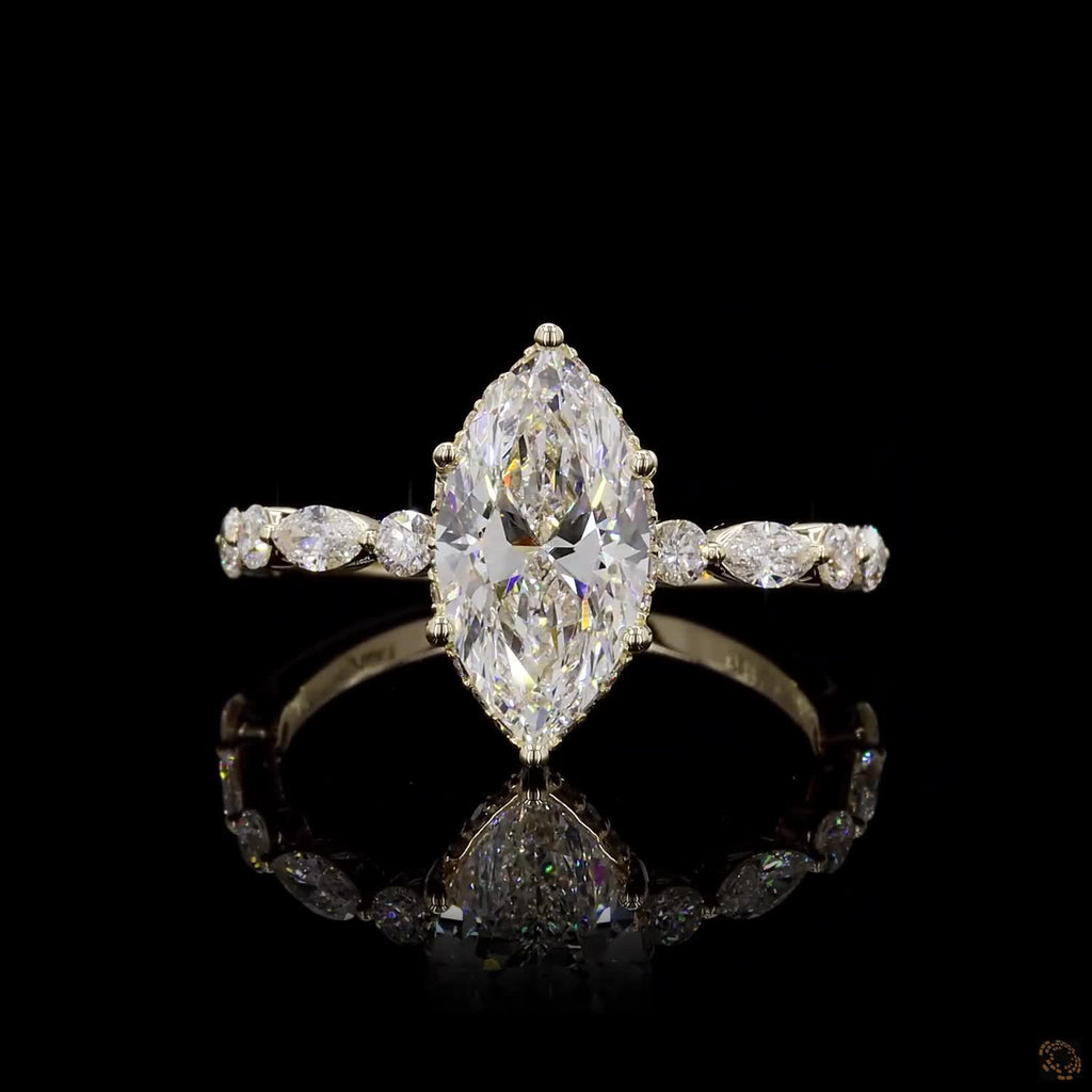 Yellow Gold Marquise Diamond Halo Ring