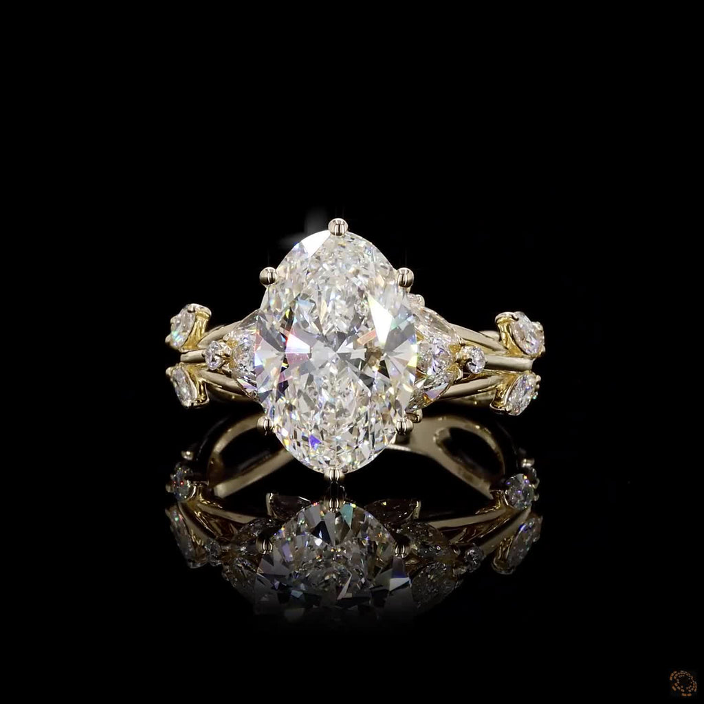 Yellow Gold Oval Diamond Luxury Ring