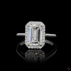 White Gold Emerald Diamond Halo Ring