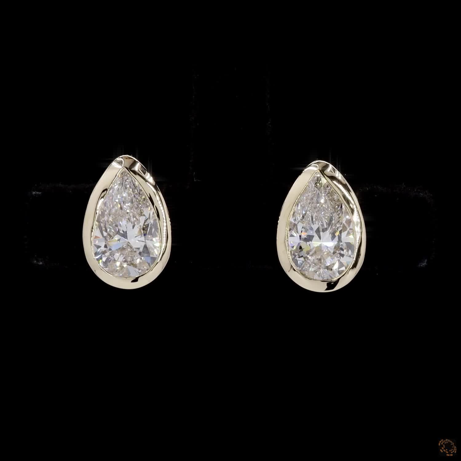 Yellow Gold Pear Diamond Stud Earrings