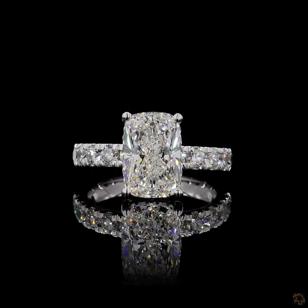 White Gold Cushion Diamond Halo Ring
