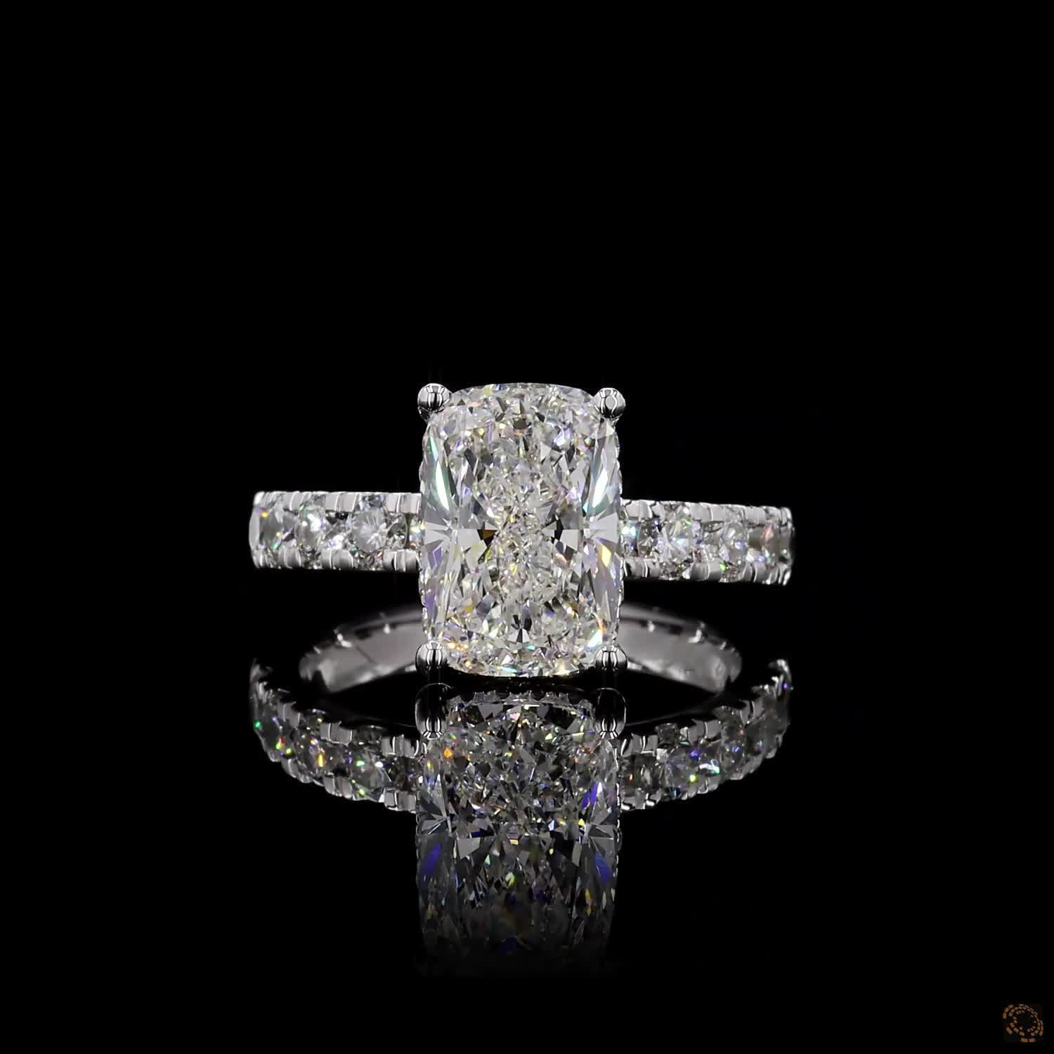 White Gold Cushion Diamond Halo Ring