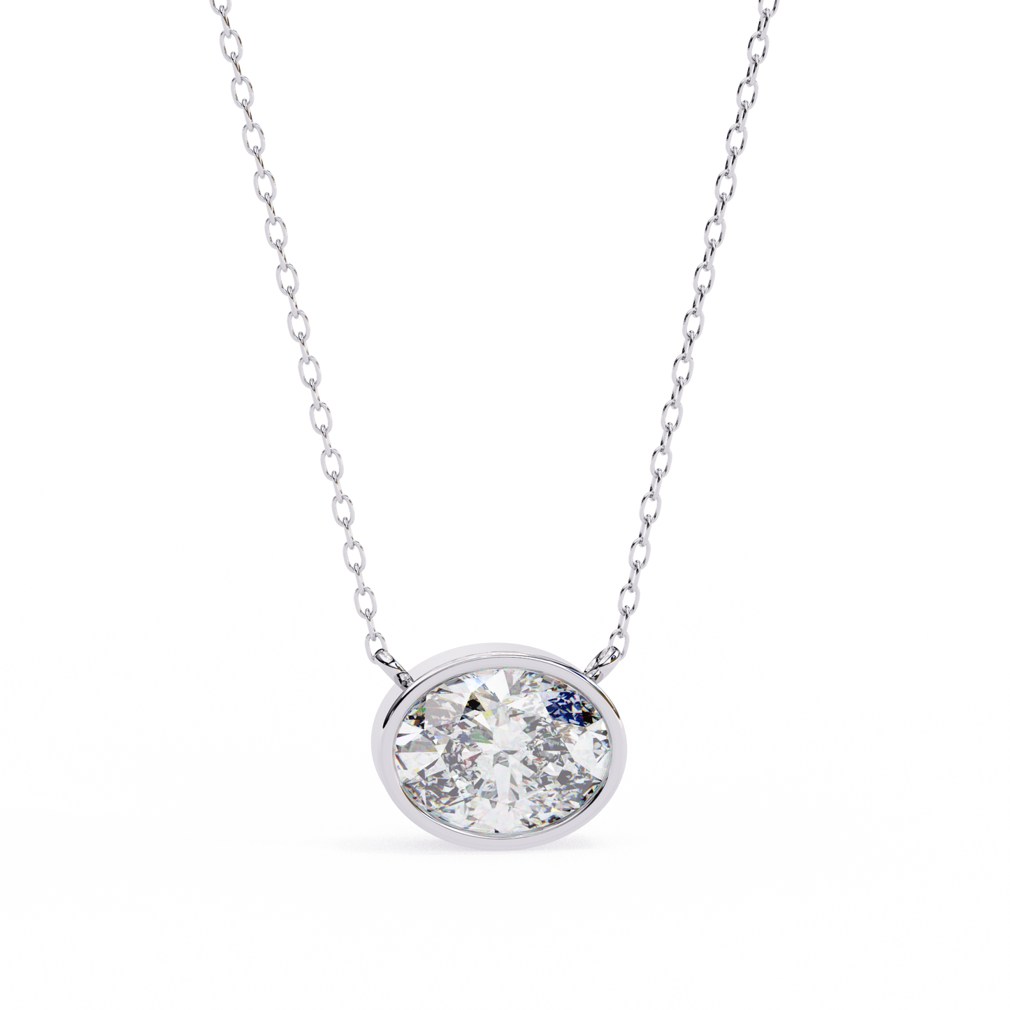 Sideways Oval Bezel Set Pendent