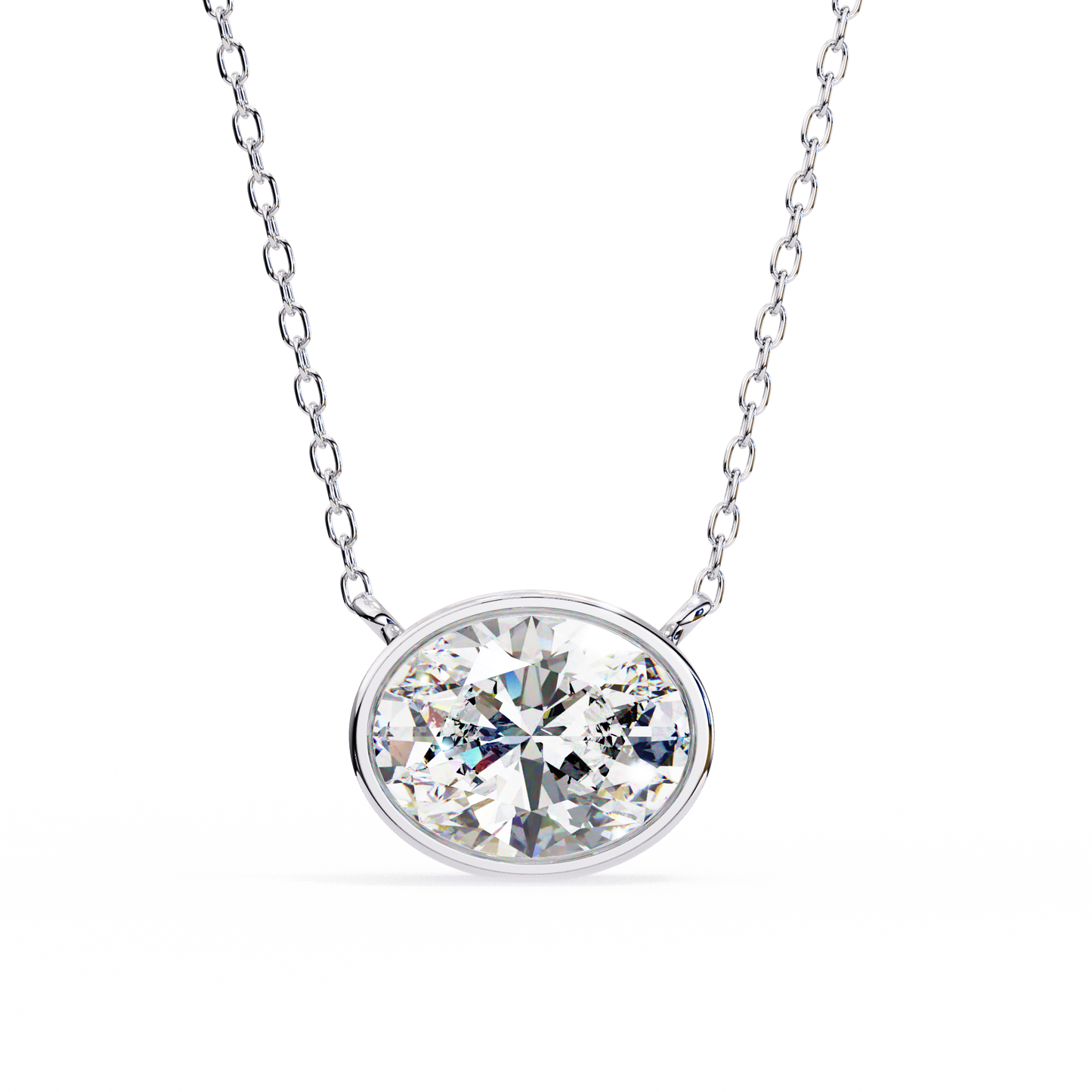 Sideways Oval Bezel Set Pendent