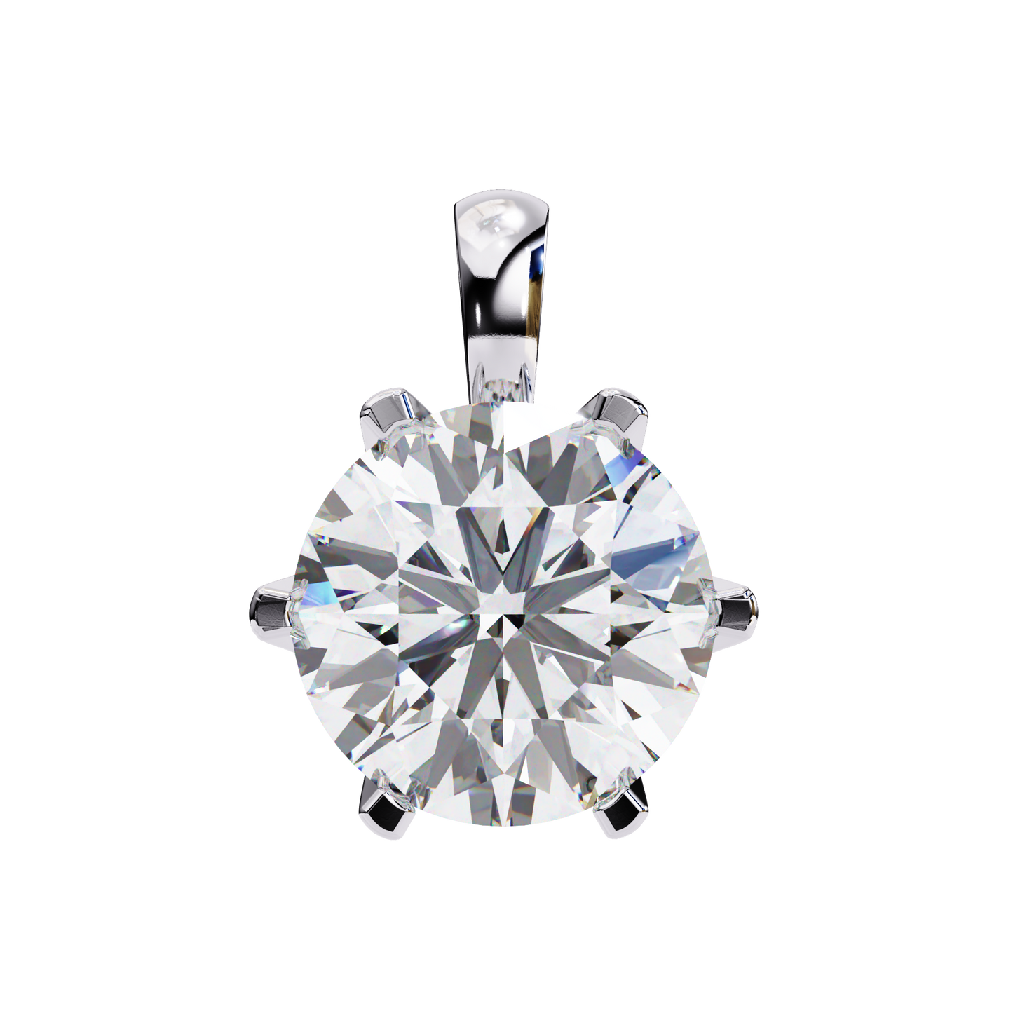Petal Solitaire Diamond Necklace | 6-Prong Round Pendant