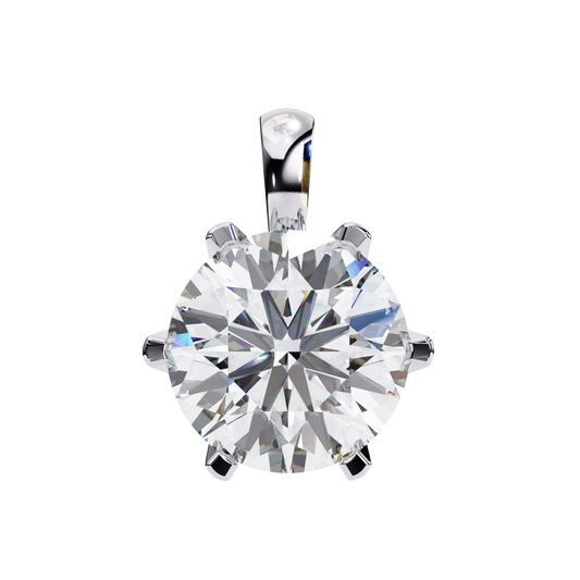 Petal Solitaire Diamond Necklace | 6-Prong Round Pendant