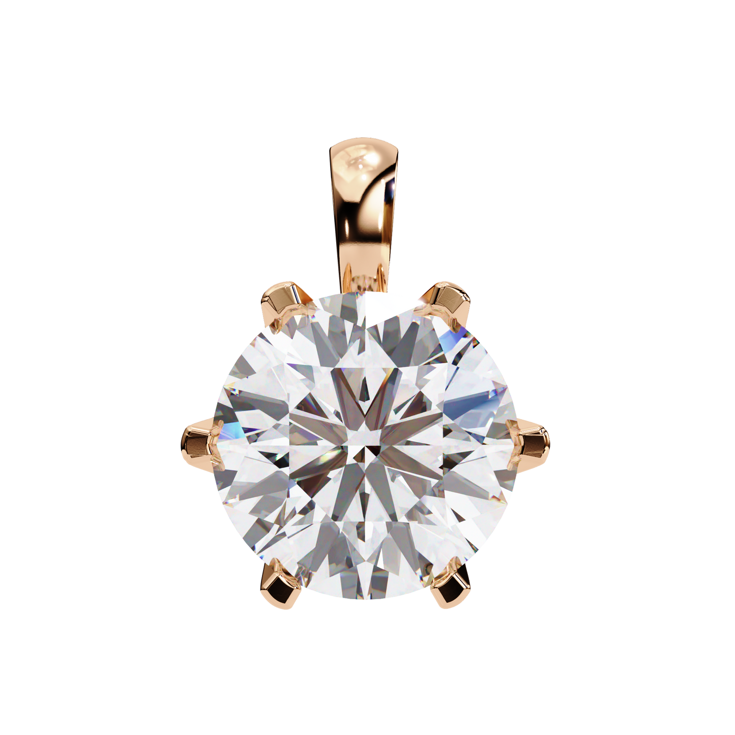 Petal Solitaire Diamond Necklace | 6-Prong Round Pendant