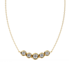 Five Stone Curved Bar Necklace | Bezel Set Diamond Necklace