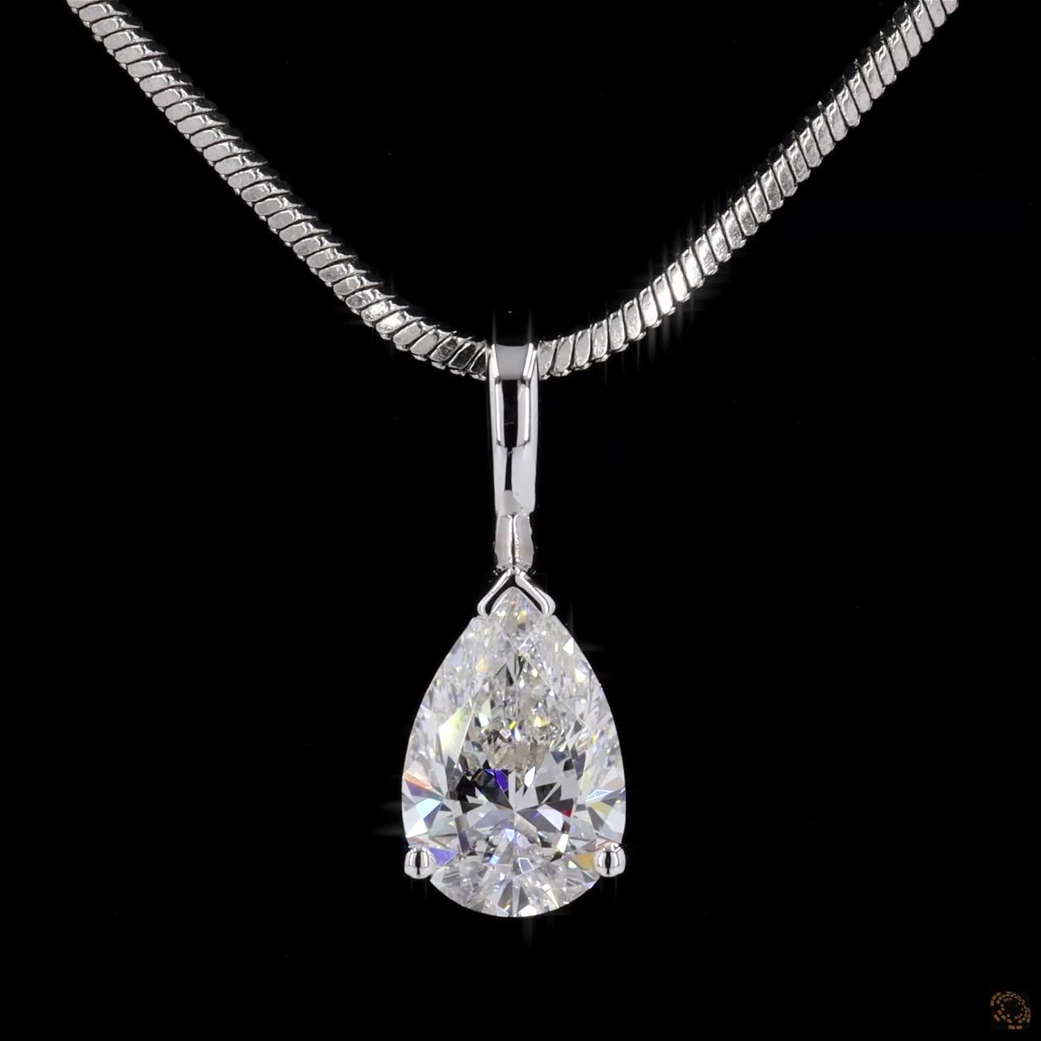 White Gold Pear Diamond Pendant