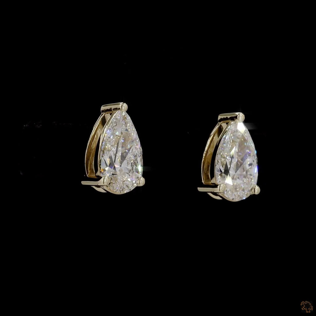 Yellow Gold Pear Diamond Stud Earrings