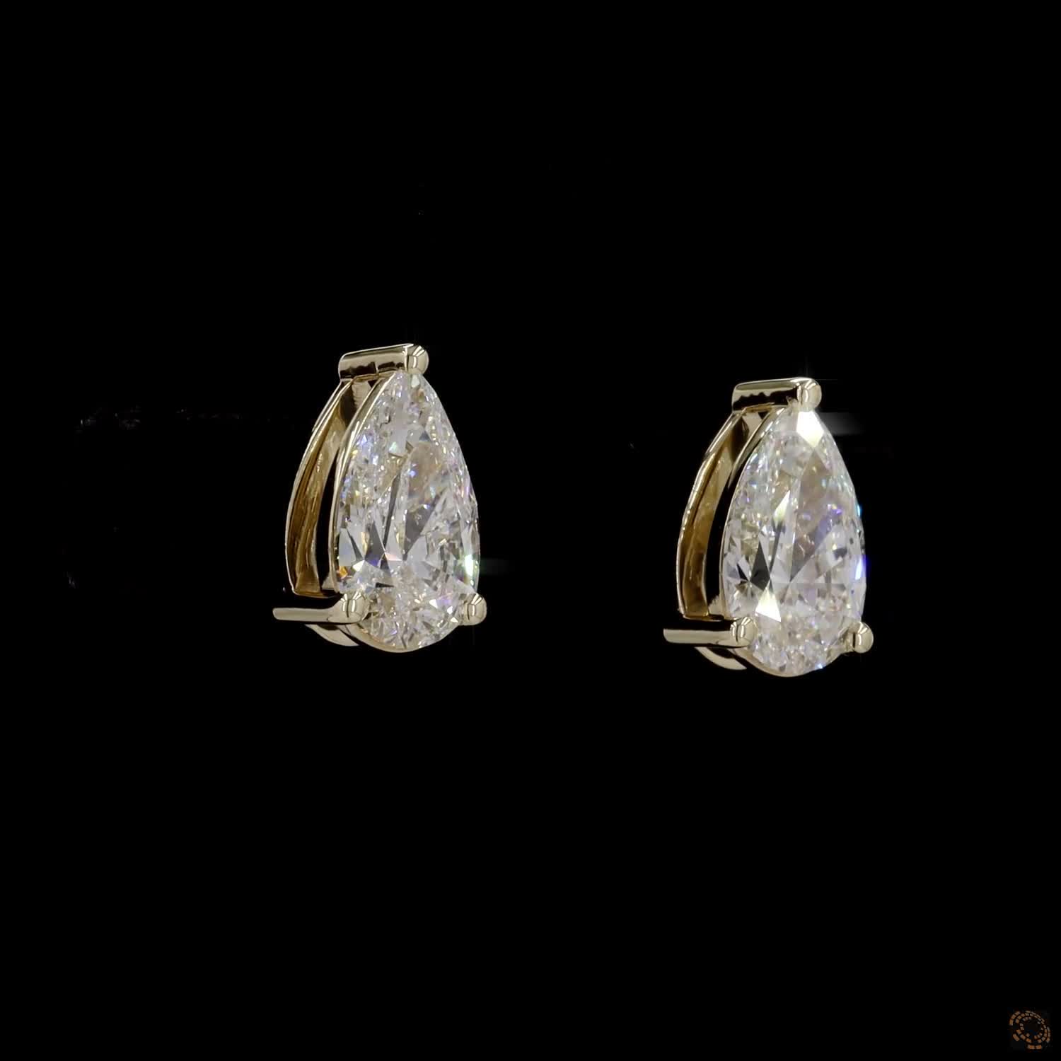 Yellow Gold Pear Diamond Stud Earrings