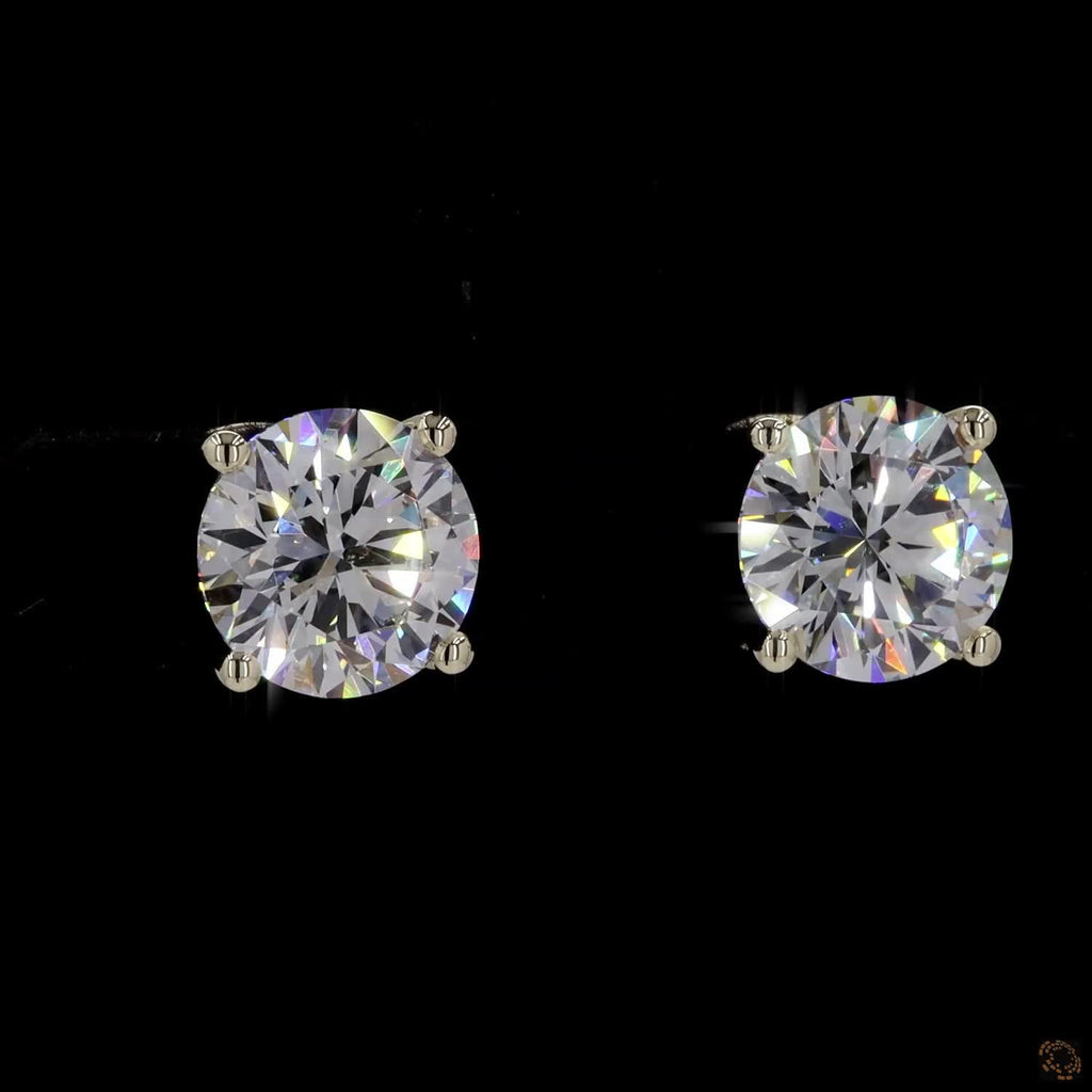 Yellow Gold Round Diamond Stud Earrings