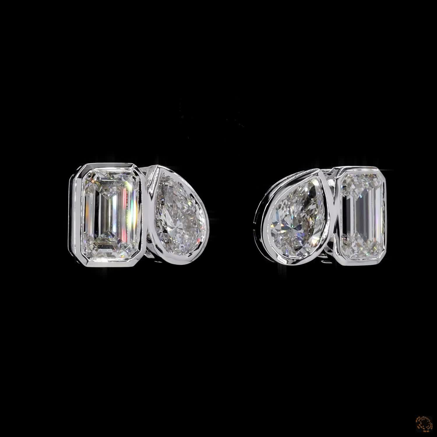 White Gold Pear & Emerald Diamond Earrings