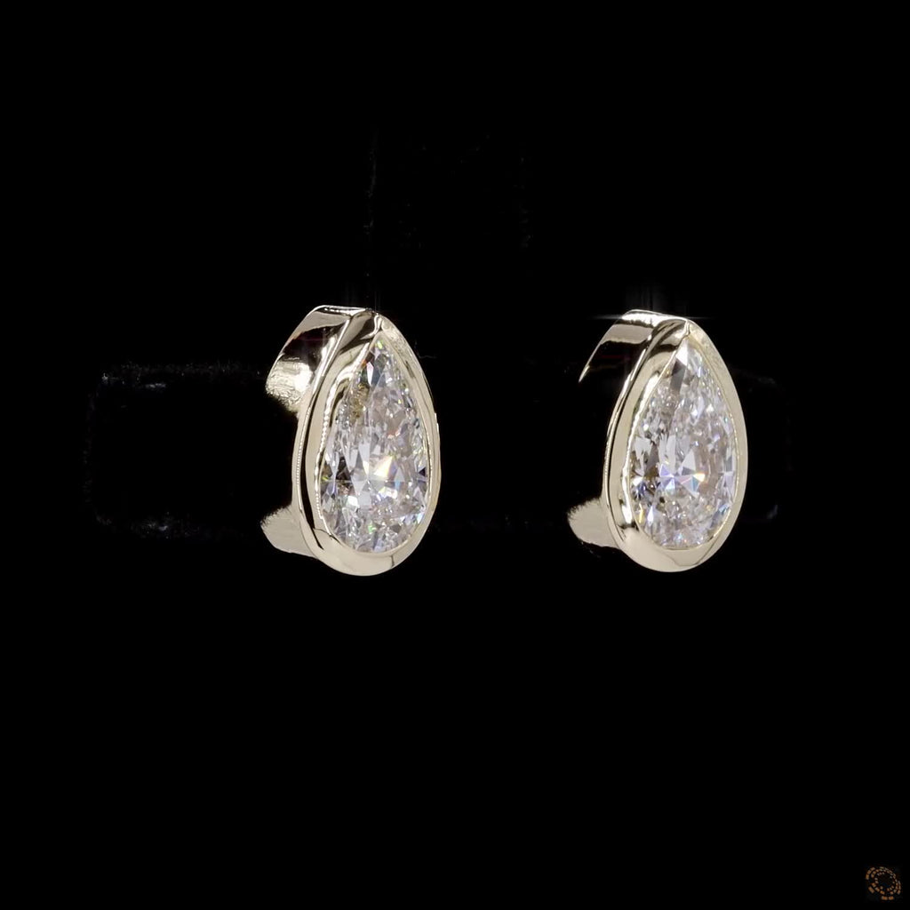 Yellow Gold Pear Diamond Stud Earrings