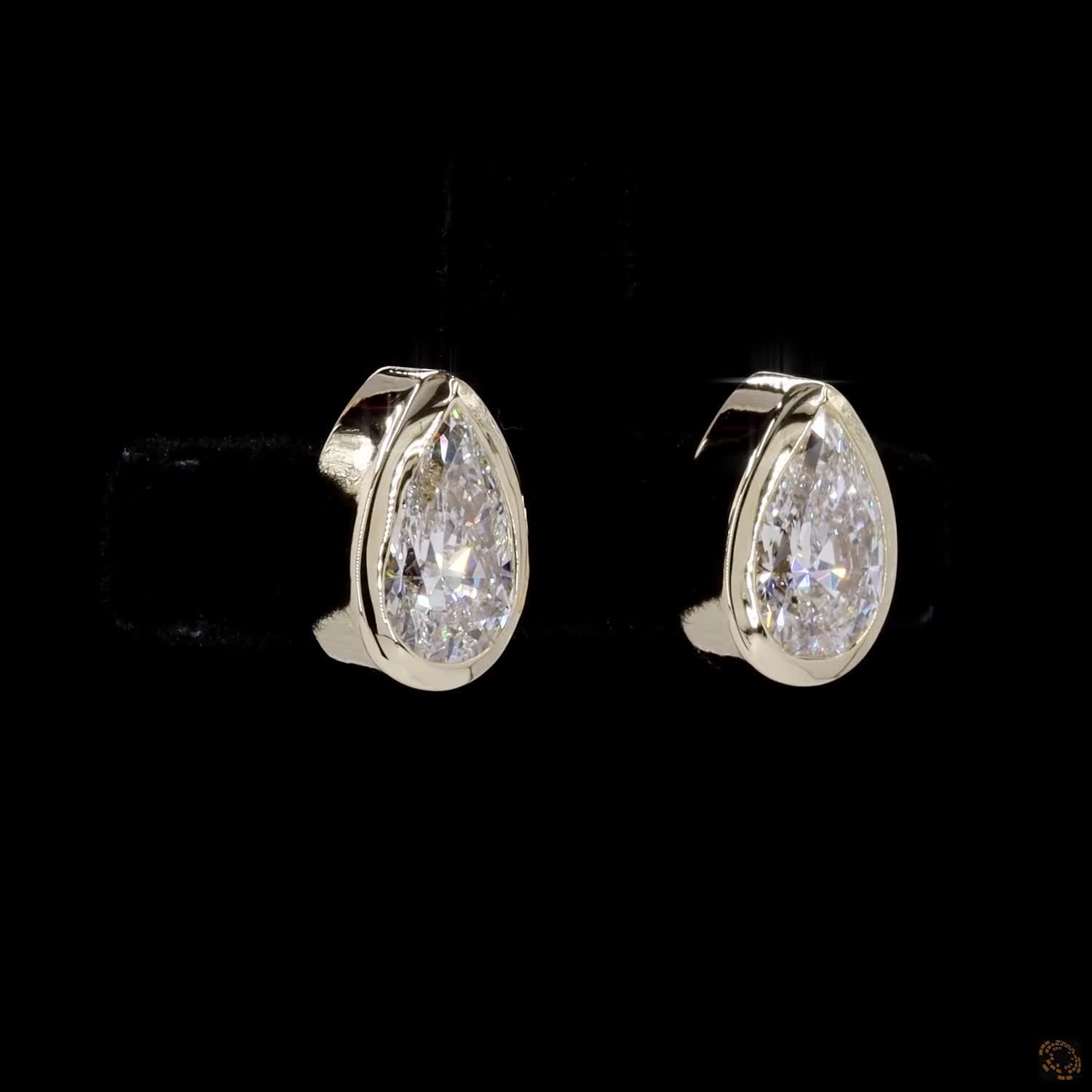 Yellow Gold Pear Diamond Stud Earrings