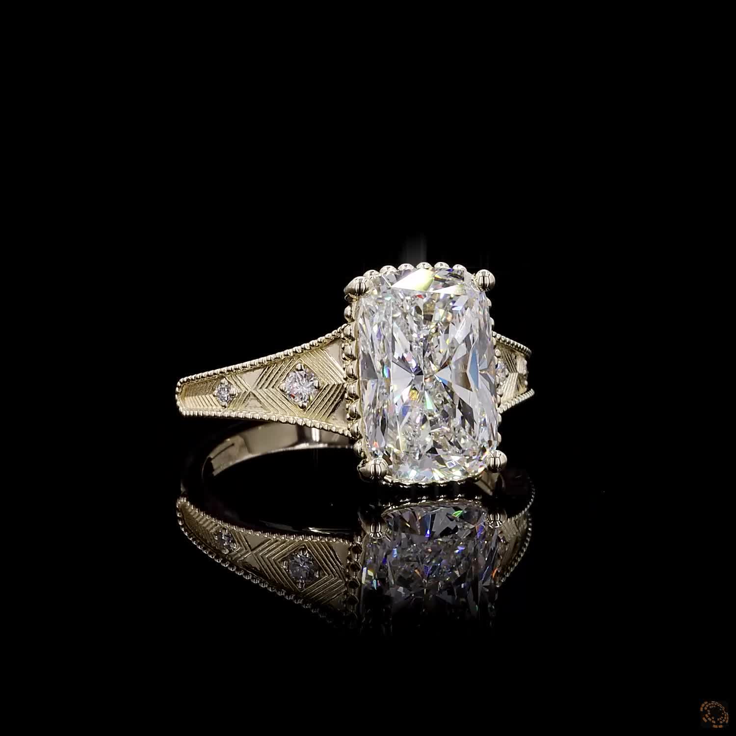 Yellow Gold Cushion Diamond Ring