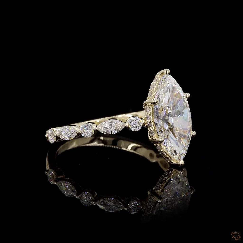 Yellow Gold Marquise Diamond Halo Ring
