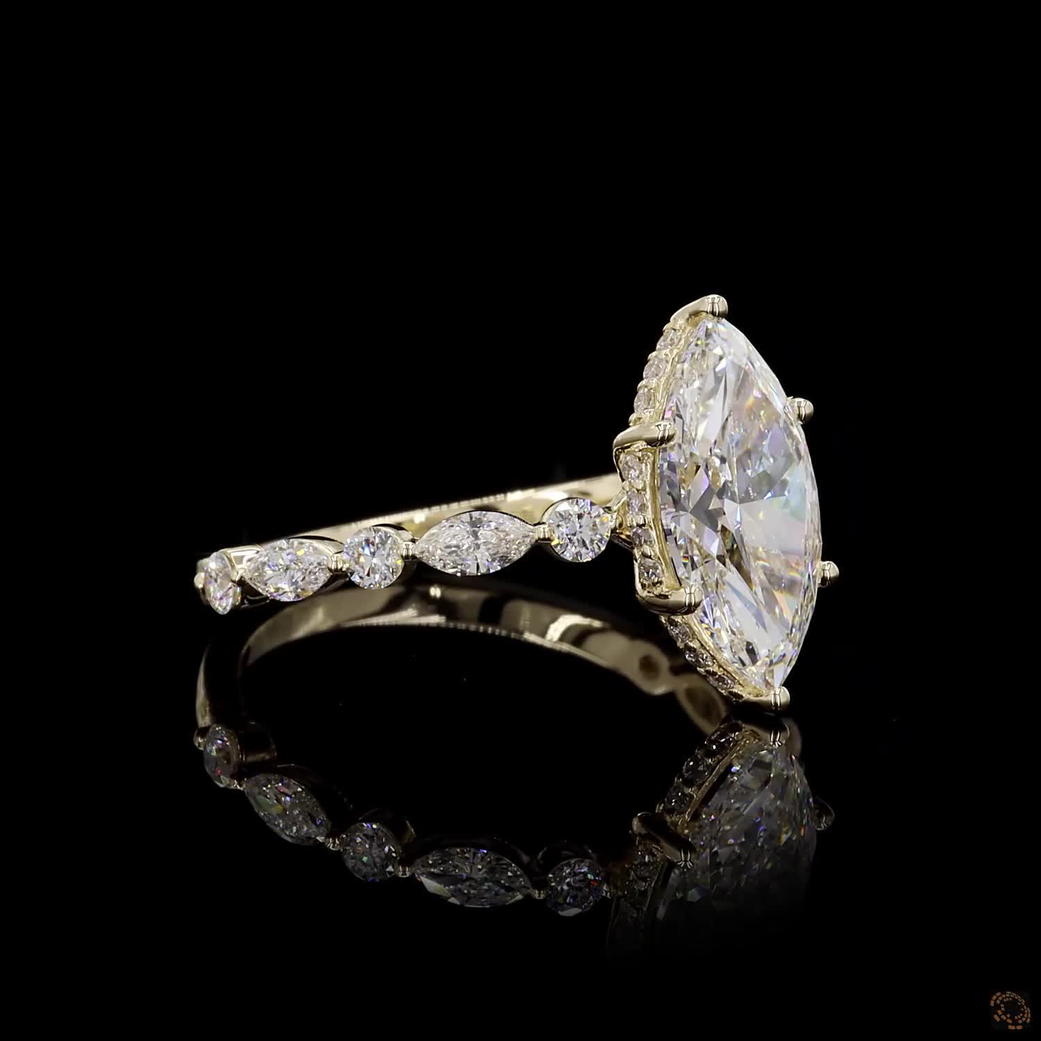 Yellow Gold Marquise Diamond Halo Ring