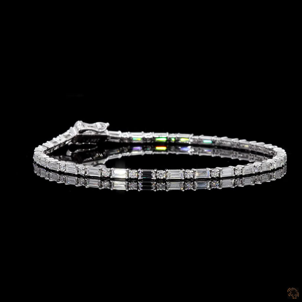 White Gold Baguette & Round Diamond Bracelet