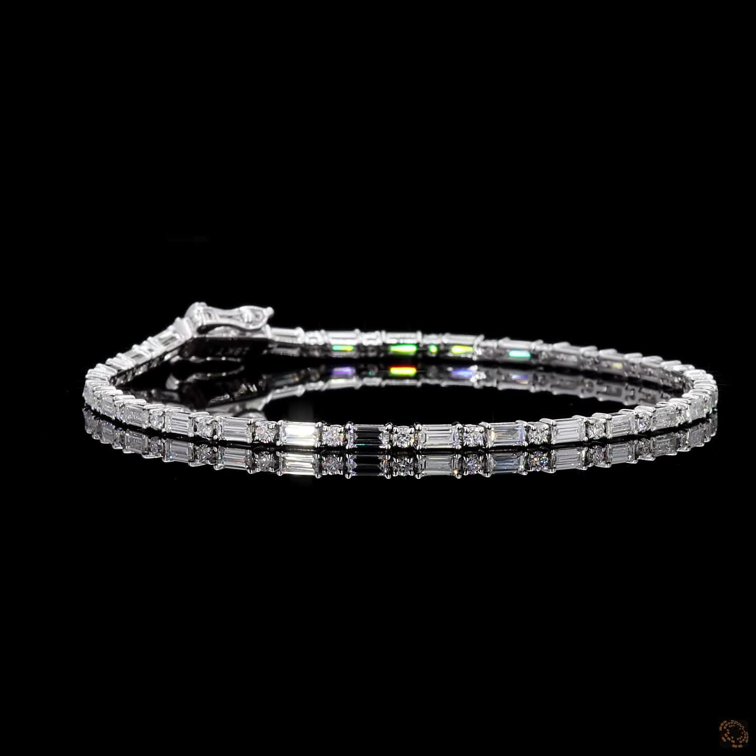 White Gold Baguette & Round Diamond Bracelet