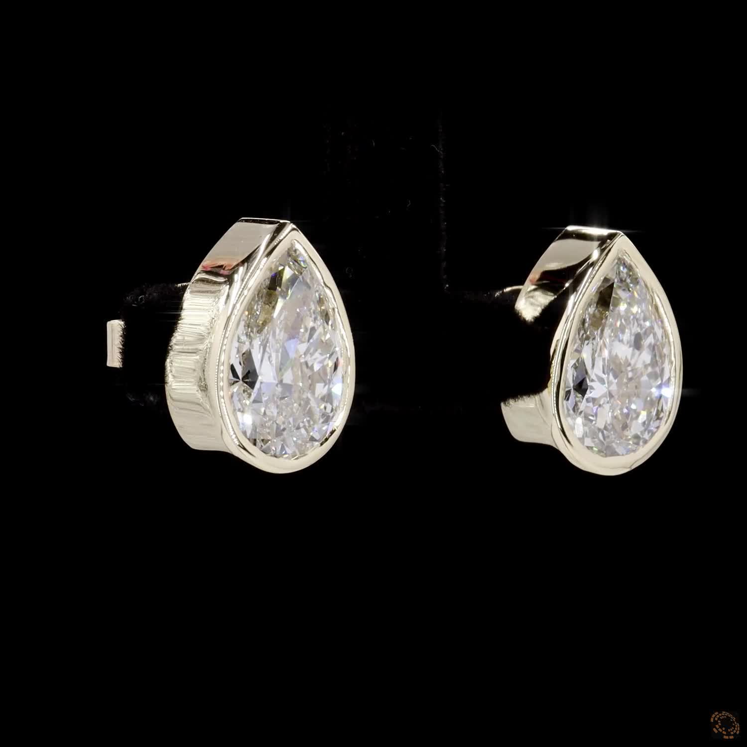 Yellow Gold Pear Diamond Stud Earrings