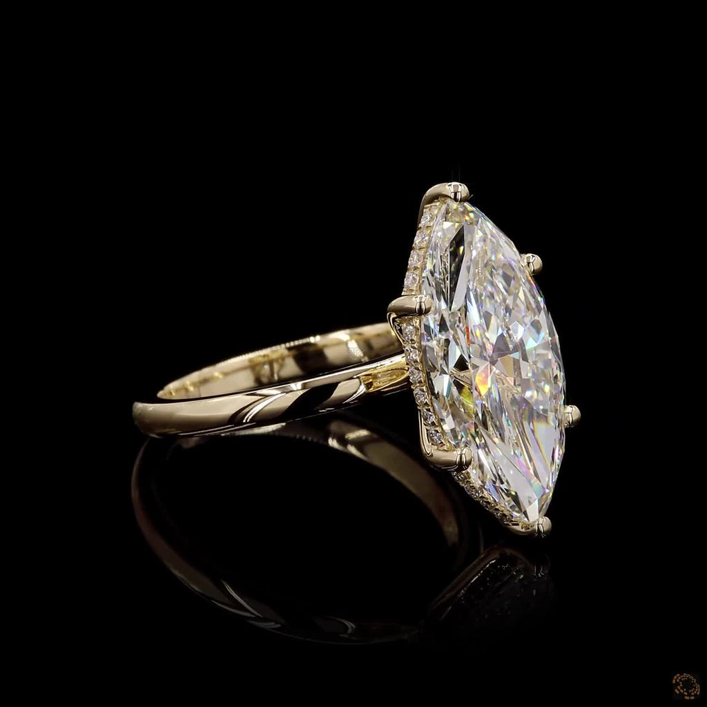 Yellow Gold Marquise Diamond Halo Ring
