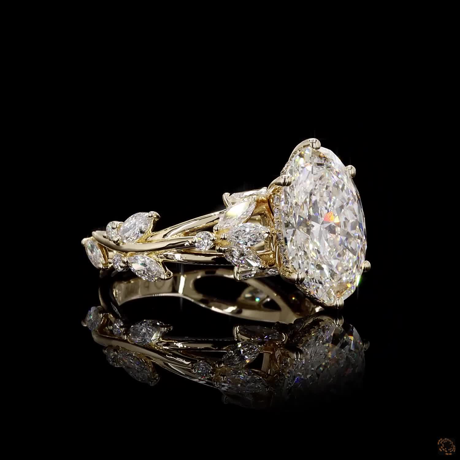 Yellow Gold Oval Diamond Luxury Ring