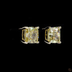 Yellow Gold Cushion Diamond Stud Earrings