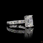 White Gold Cushion Diamond Halo Ring