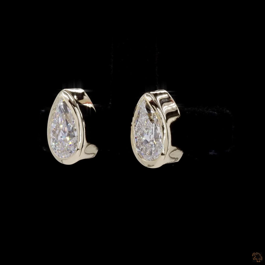 Yellow Gold Pear Diamond Stud Earrings