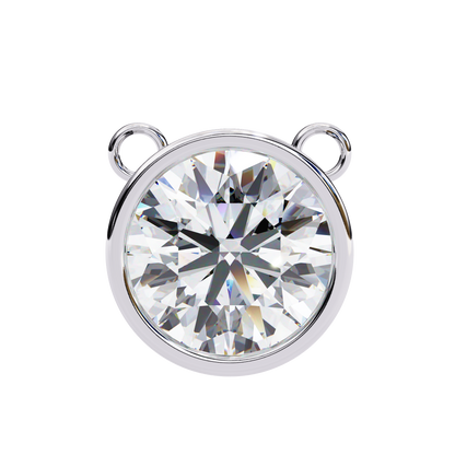 Bezel Set Solitaire Necklace | Floating Round Diamond Pendant