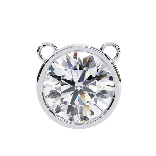 Bezel Set Solitaire Necklace | Floating Round Diamond Pendant