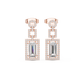 Emerald Cut Halo Dangle Earrings